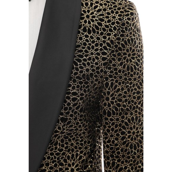 Derman Black Gold Floral Patterned Glitter Luxury 2 Piece Tuxedo - Picture 5 of 6